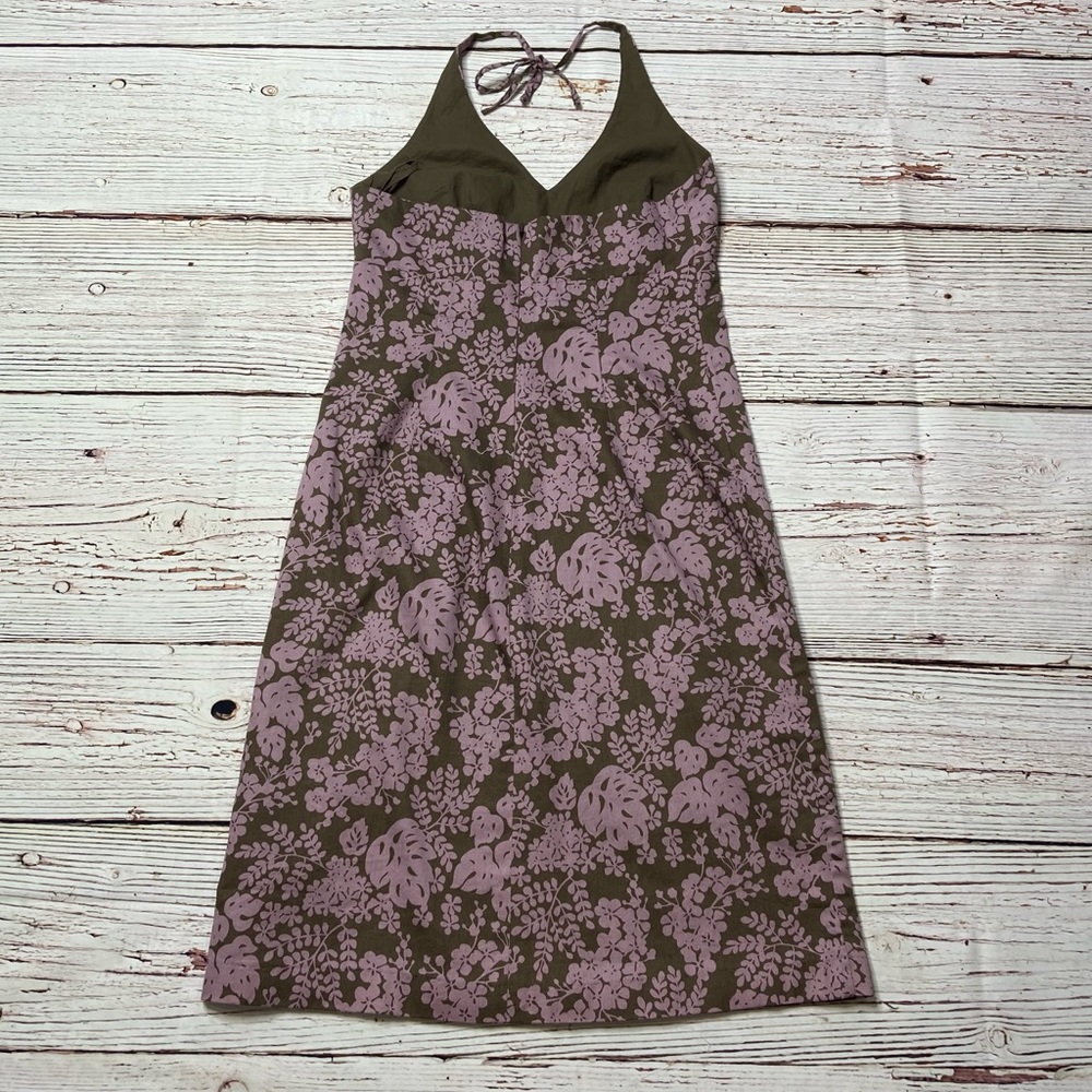 J Crew Floral Print Brown and Pink Halter Dress Sz 2 - Picture 15 of 16